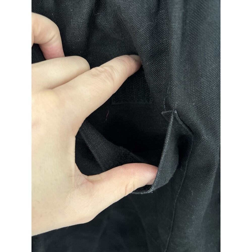100% Linen Wide Leg Pants Women 14W Tall Black Comfort Quiet Luxury Lagenlook - Picture 12 of 12